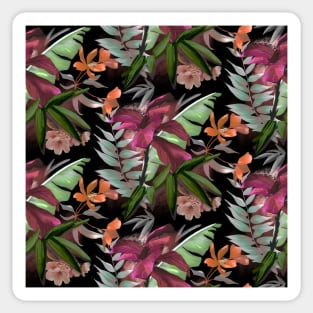 Elegant Tropical floral leaves botanical pattern,botanical pattern, tropical plants, black leaves pattern over a Sticker